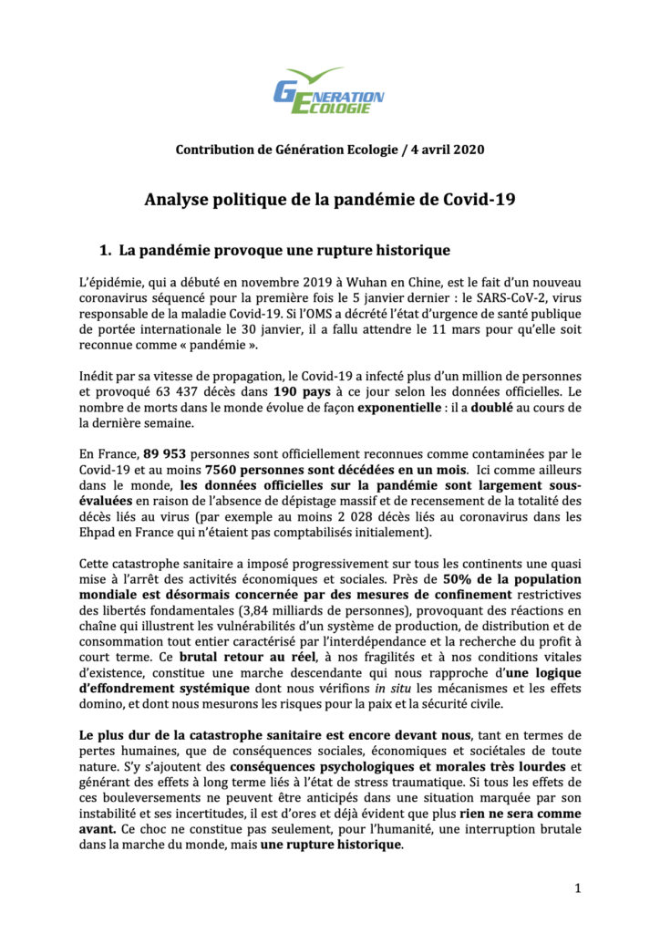 ANALYSE POLITIQUE DE LA PANDÉMIE DE COVID-19